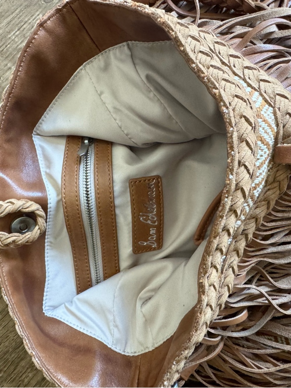 Sam Edelman Leather Fringe Crossbody Shoulder Bag Boho Medium - Picture 4 of 7